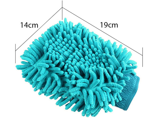 Guante de tela de microfibra para limpiar el lavado de coches en la mano