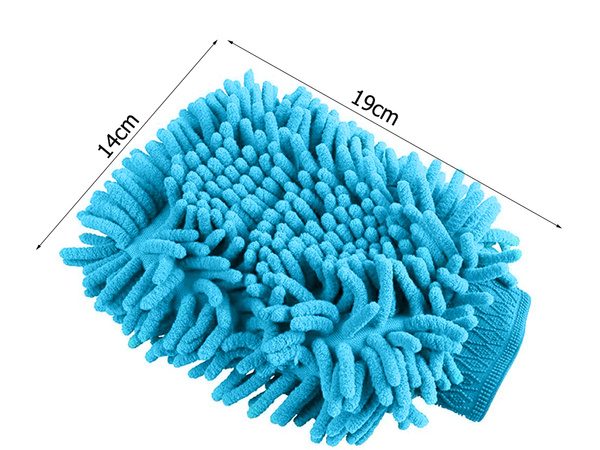 Guante de tela de microfibra para limpiar el lavado de coches en la mano