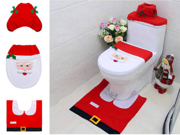 Juego de baño de navidad alfombra michael tapa de inodoro