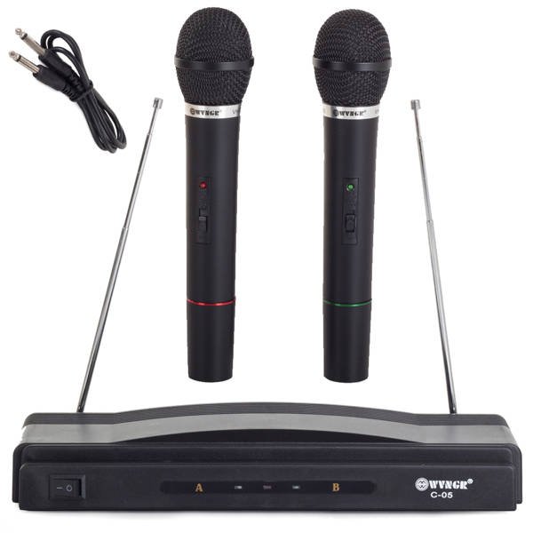 Kit karaoke 2x micrófono inalámbrico + estación