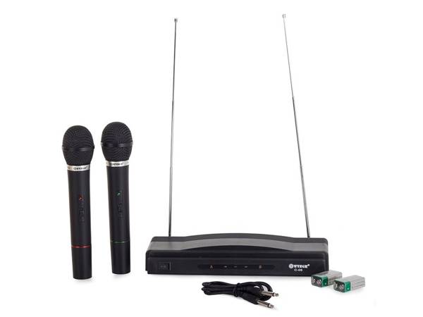 Kit karaoke 2x micrófono inalámbrico + estación