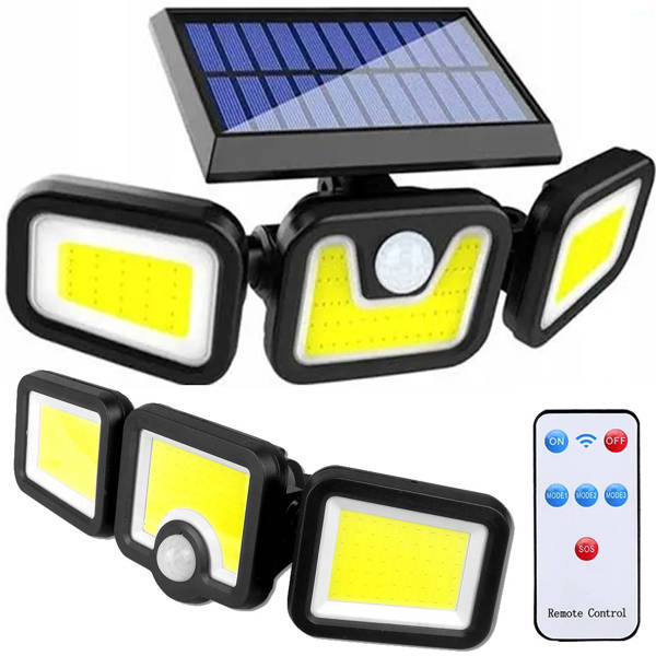 Lámpara solar 100 cob con sensor de movimiento crepuscular