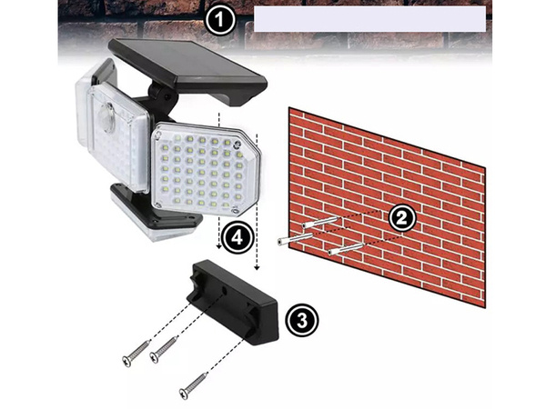 Lámpara solar 181 led con sensor de movimiento crepuscular + mando a distancia farola de jardín