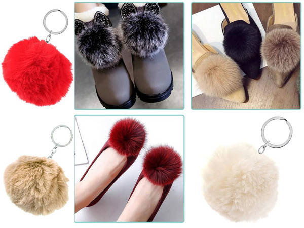 Llavero bolso pompon peluche