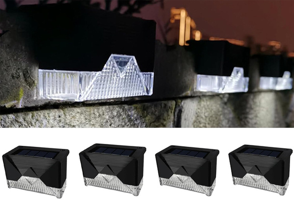 Luces solares 4 pcs led jardín para escaleras terraza valla sensor crepuscular