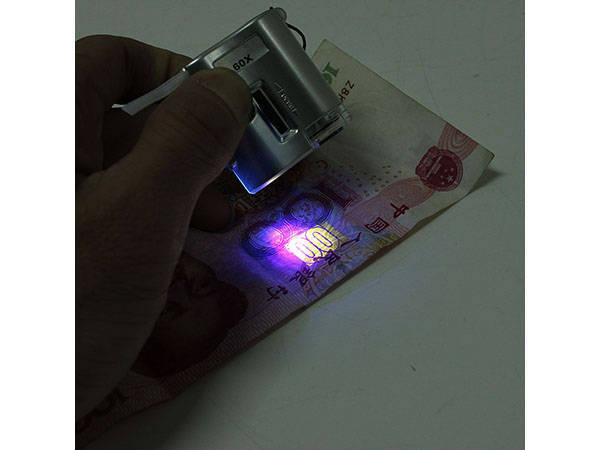 Lupa microscopio joyero 60x led uv profesional