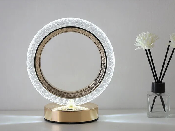 Luz de noche de mesa anillo de cristal led rgb