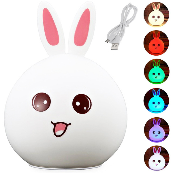 Luz nocturna led infantil rabbit touch rgb