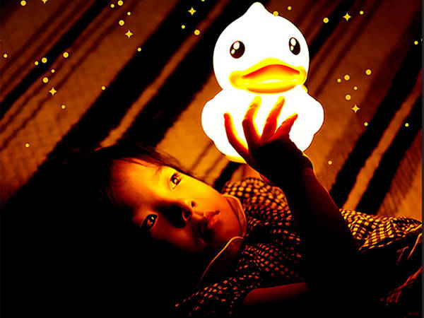 Luz nocturna led para niños rgb duck touch