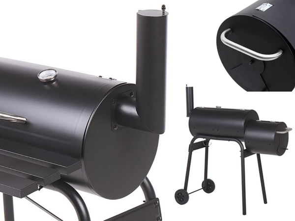 Parrilla de jardin barril grande de carbon bbq ahumador con tapa rejilla estante ruedas