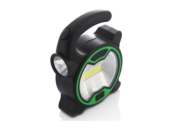 Potente linterna cob led para taller con soporte halógeno para pilas