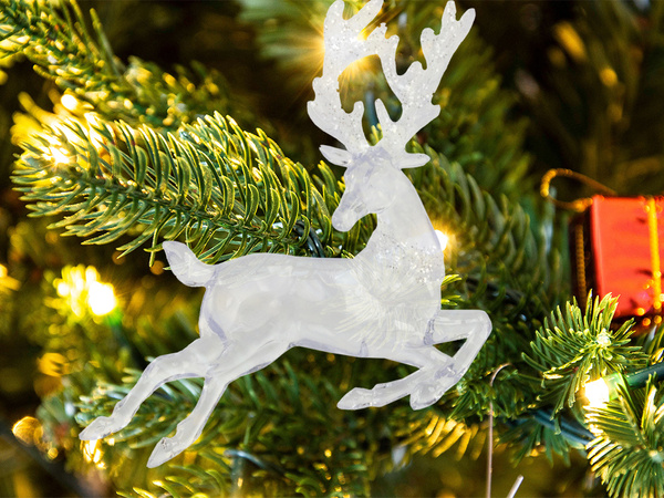 Reno árbol de navidad colgante purpurina adornos de navidad