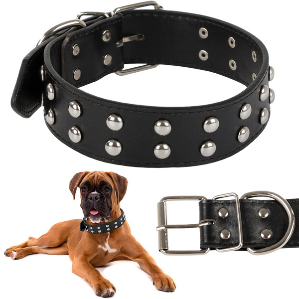 Tachonado collar de perro de cuero ecológico ajustable l