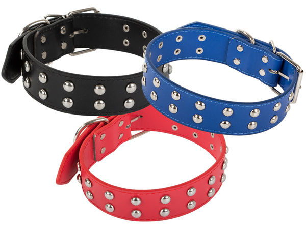 Tachonado collar de perro de cuero ecológico ajustable l