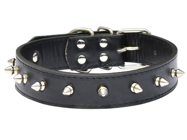 Tachonado collar de perro de cuero ecológico ajustable l