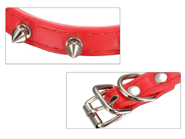 Tachonado collar de perro de cuero ecológico ajustable l