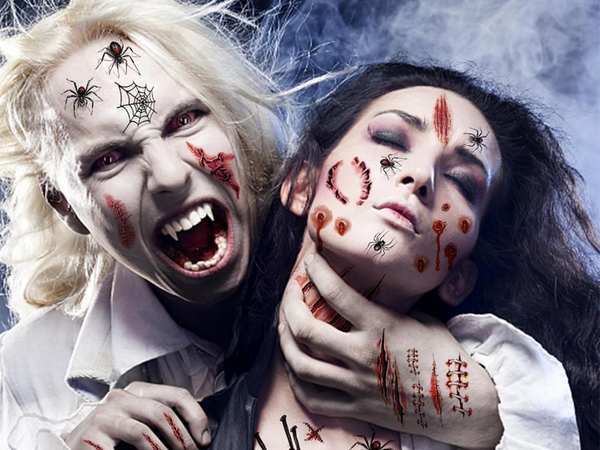 Tatuajes halloween falso realista lavable temporal disfraz de sangre