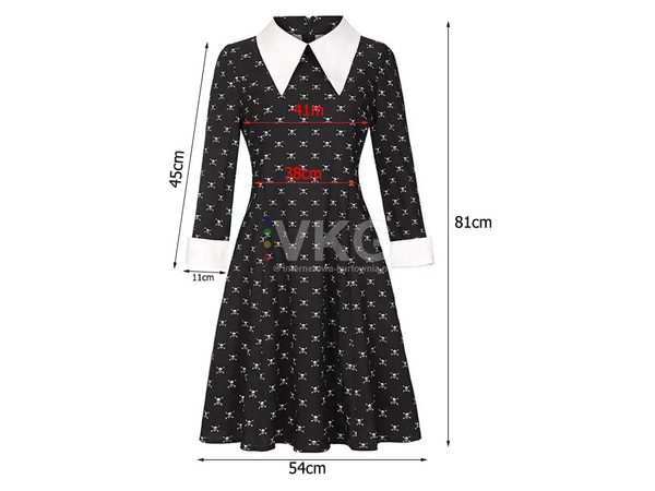 Vestido miercoles disfraz addams niños halloween disfraz 135