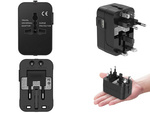 Adaptador conector uk usa eu aus universal 2x usb worldwide