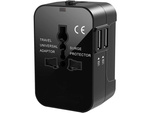 Adaptador conector uk usa eu aus universal 2x usb worldwide