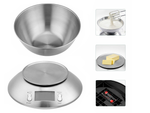 Balanza de cocina electrónica digital con bol 5kg lcd metal plateado