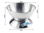 Balanza de cocina electrónica digital con bol 5kg lcd metal plateado