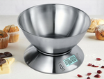 Balanza de cocina electrónica digital con bol 5kg lcd metal plateado