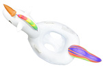 Bebé unicornio rueda inflable para nadar en el agua de la piscina