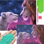 Bordado de diamantes juego de leones pintura de diamantes rey