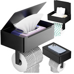 Portarrollos de papel higienico con estante portarrollos negro loft wc